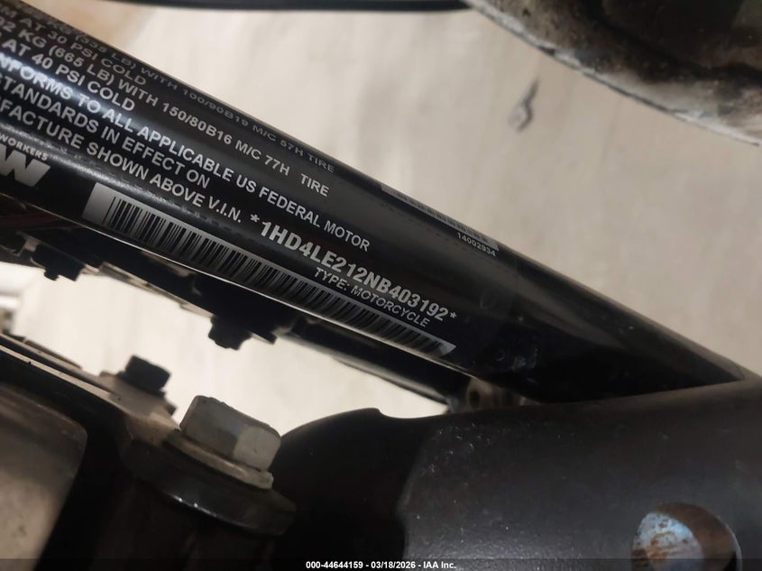 2022 Harley-Davidson Xl883 N VIN: 1HD4LE212NB403192 Lot: 44644159