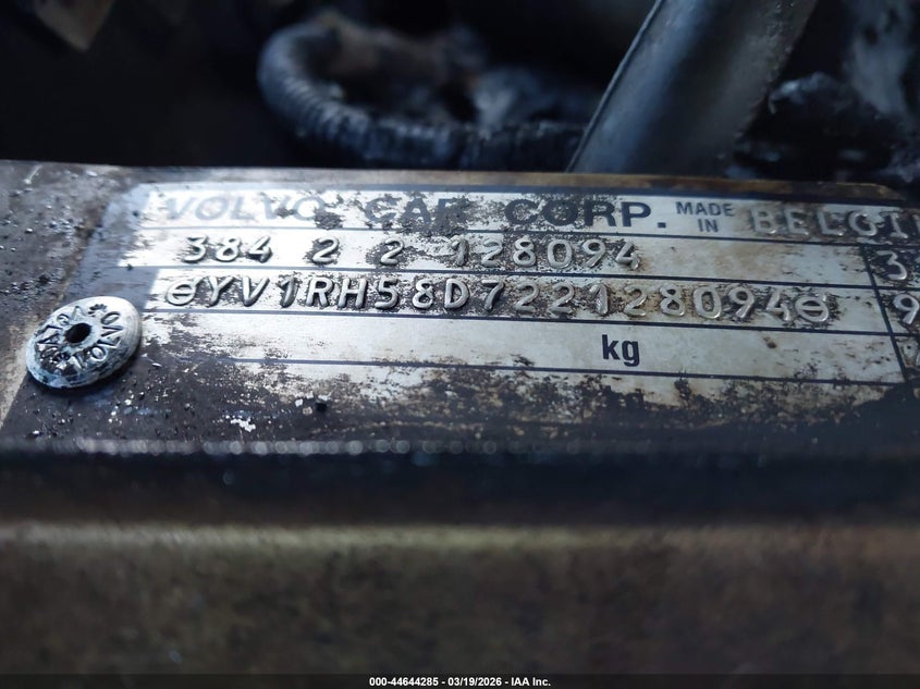 2002 Volvo S60 Awd VIN: YV1RH58D722128094 Lot: 44644285