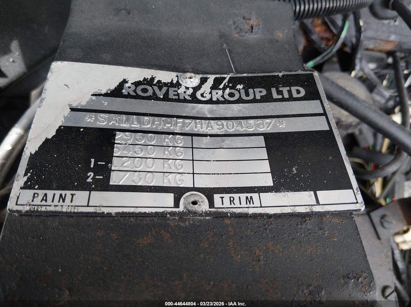 1991 Land Rover Defender VIN: SALLDHMF7HA904537 Lot: 44644804