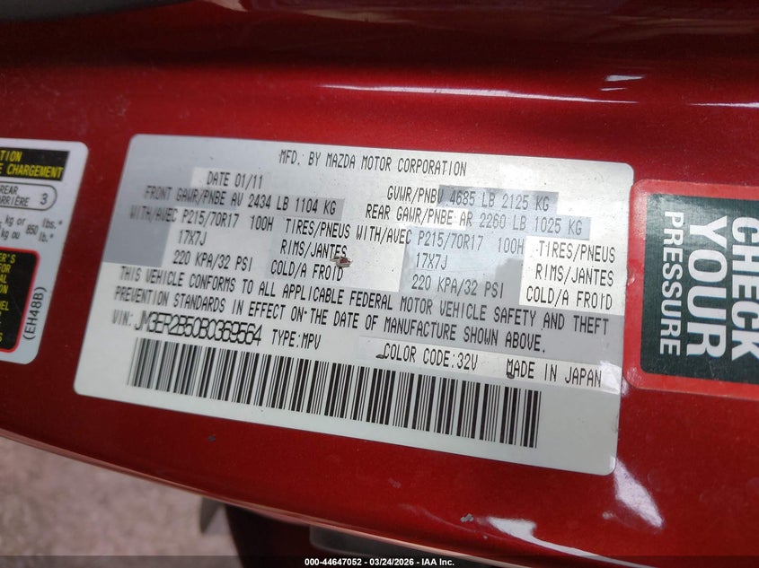 2011 Mazda Cx-7 I Sport VIN: JM3ER2B50B0369564 Lot: 44647052