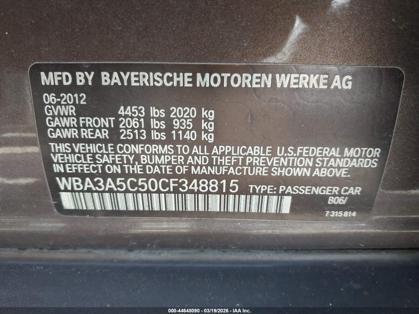 WBA3A5C50CF348815 2012 BMW 3er 2.0 328I brown