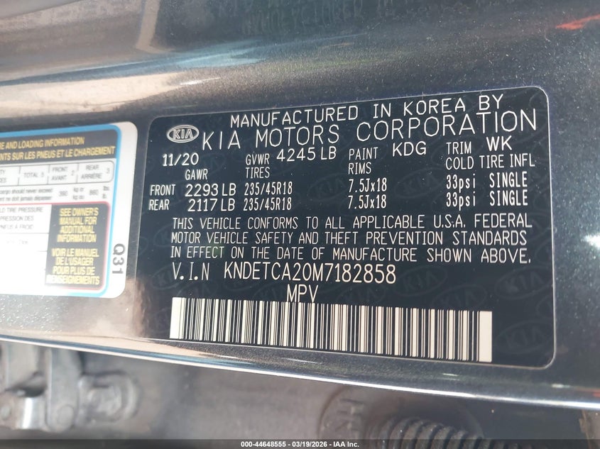 2021 Kia Seltos Sx Turbo VIN: KNDETCA20M7182858 Lot: 44648555