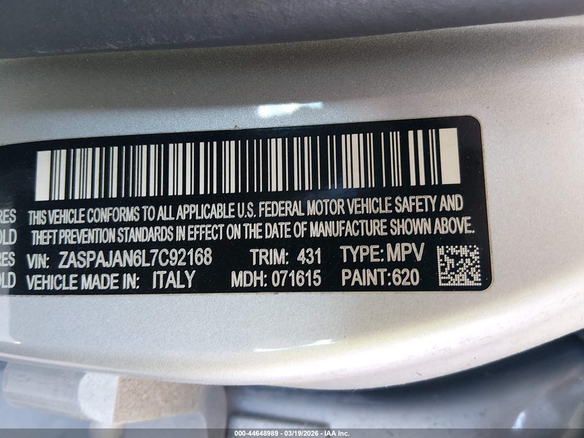 2020 Alfa Romeo Stelvio Rwd VIN: ZASPAJAN6L7C92168 Lot: 44648989