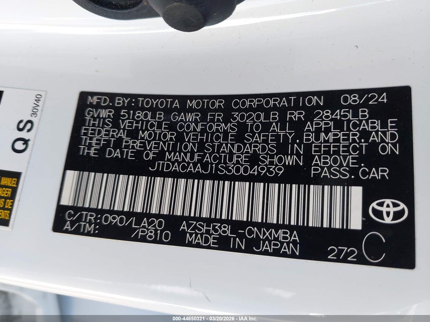 2025 Toyota Crown Signia Xle VIN: JTDACAAJ1S3004939 Lot: 44650321