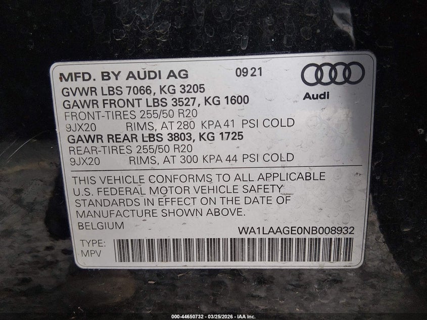 2022 Audi E-Tron Premium Plus Quattro VIN: WA1LAAGE0NB008932 Lot: 44650732