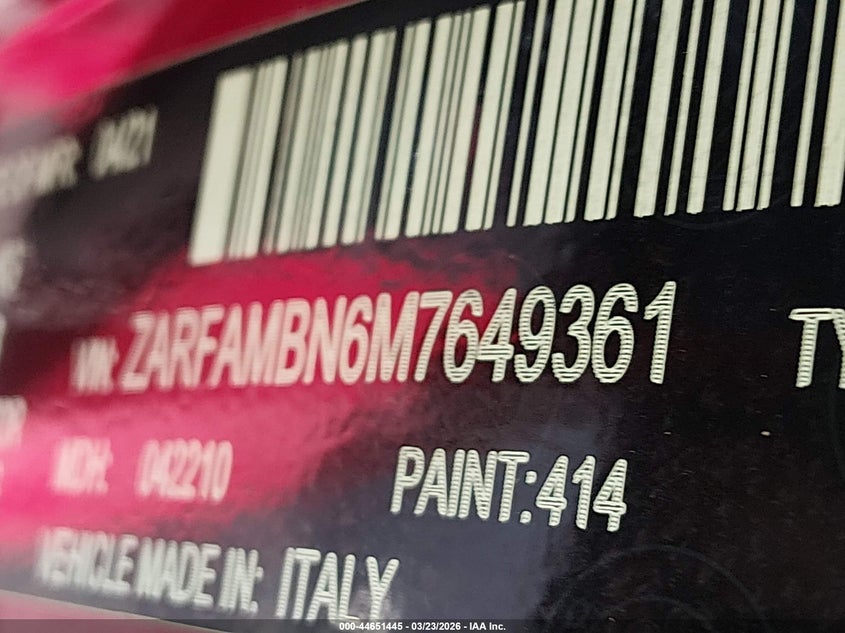 2021 Alfa Romeo Giulia Ti Sport Rwd VIN: ZARFAMBN6M7649361 Lot: 44651445