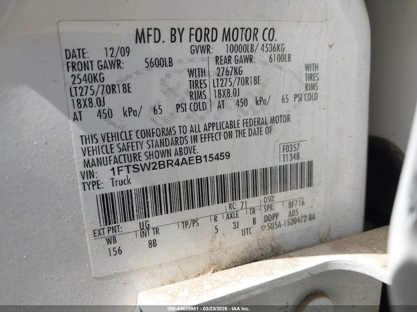 2010 FORD F250 TRUCK 6.4L V-8 DI, TURBO, 350HP