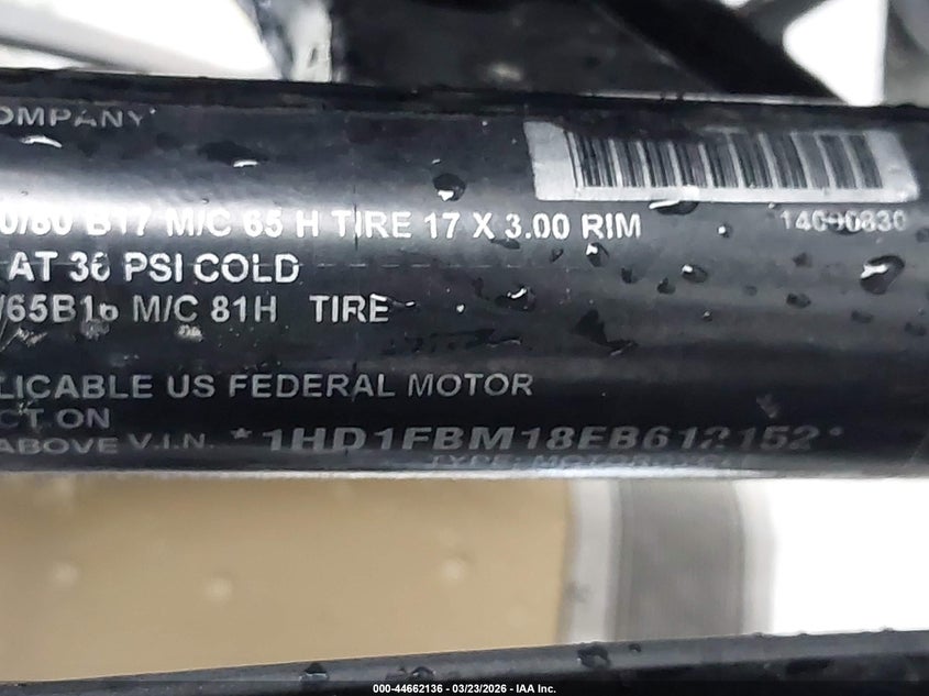 2014 Harley-Davidson Flhr Road King VIN: 1HD1FBM18EB612152 Lot: 44662136