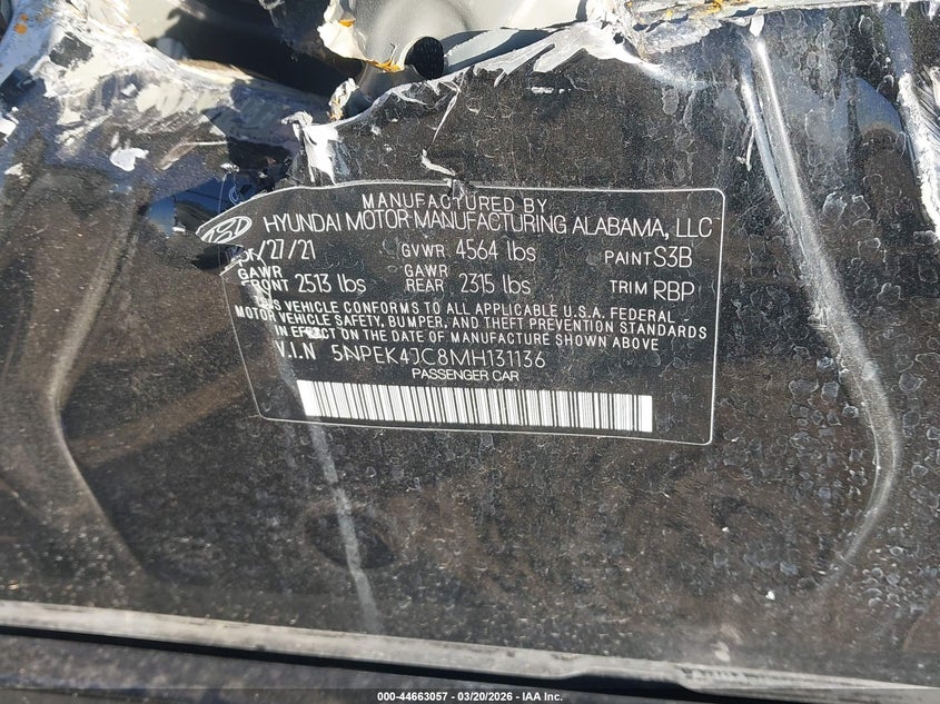 VIN 5NPEK4JC8MH131136 2021 HYUNDAI SONATA N LINE