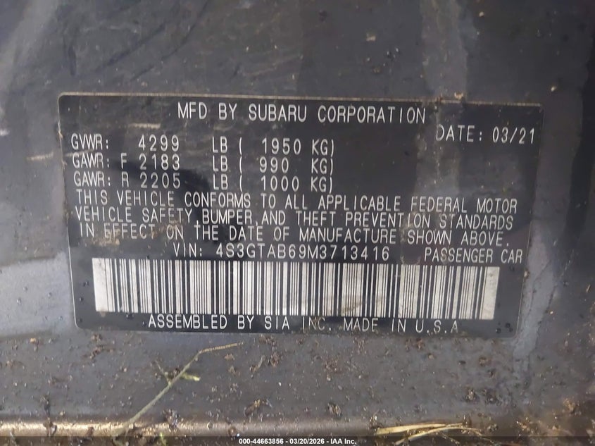 2021 SUBARU IMPREZA HATCHBACK 2.0L H-4 DI, DOHC, VVT, 152HP