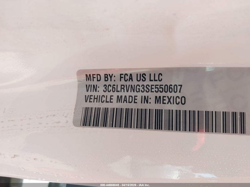 VIN 3C6LRVNG3SE550607 2025 RAM PROMASTER 1500 TRADESMAN LOW ROOF 118 WB W/PASS SEAT