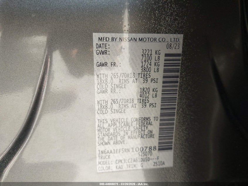 2024 NISSAN TITAN TRUCK 5.6L V-8 DI, DOHC, VVT, 400HP