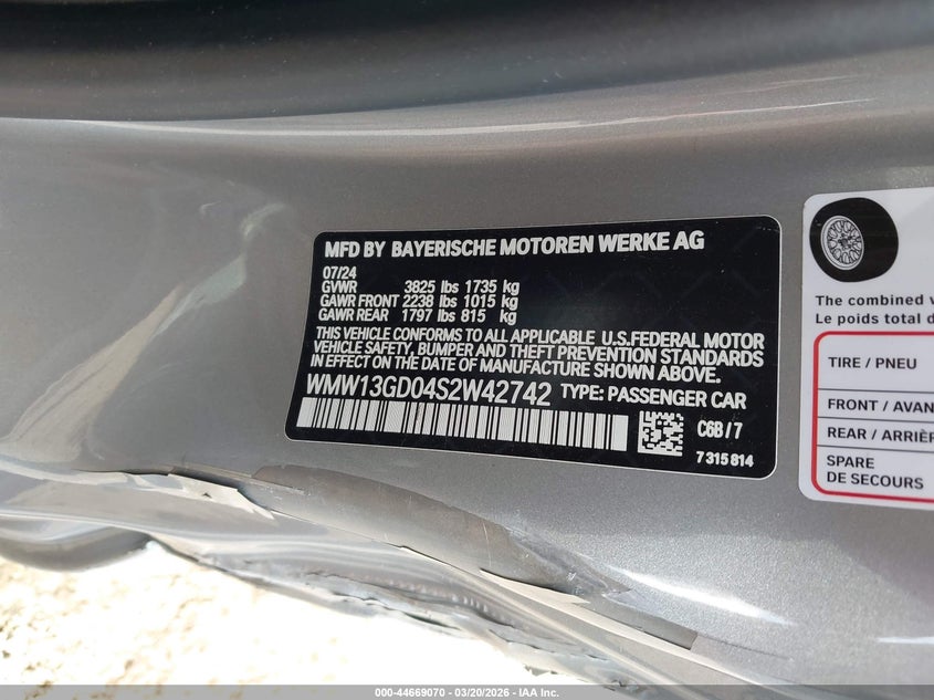 2025 Mini Hardtop Cooper VIN: WMW13GD04S2W42742 Lot: 44669070