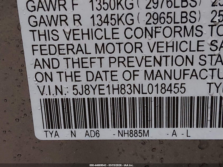 2022 Acura Mdx Advance Package VIN: 5J8YE1H83NL018455 Lot: 44669543