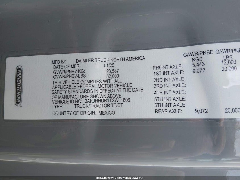 2026 OTHER FREIGHTLINER NEW CASCADIA 126 TRUCK N/A