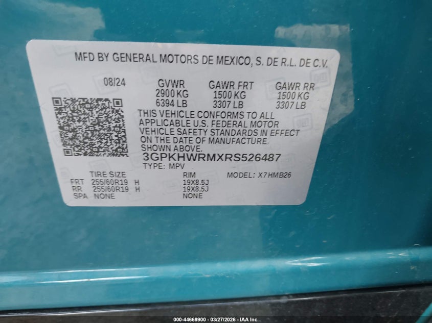 2024 Honda Prologue Touring VIN: 3GPKHWRMXRS526487 Lot: 44669900