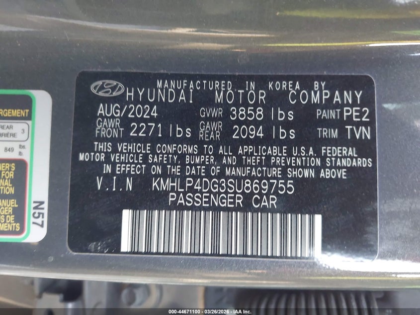 2025 HYUNDAI ELANTRA VIN: KMHLP4DG3SU869755