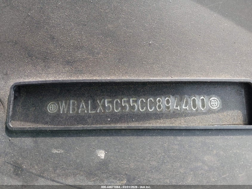 2012 BMW 650I xDrive VIN: WBALX5C55CC894400 Lot: 44671864