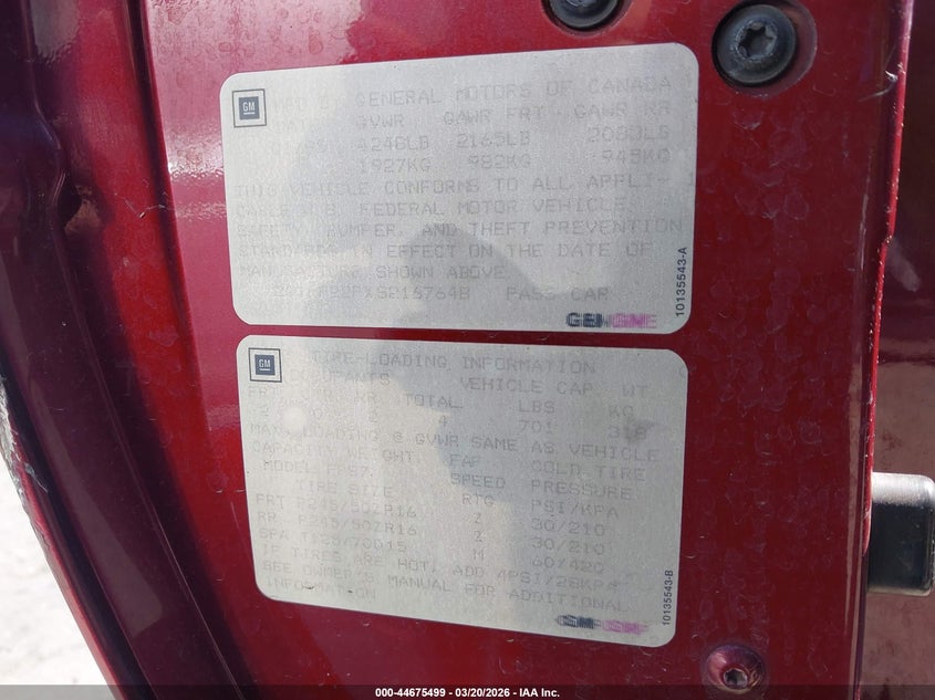 1995 Chevrolet Camaro Z28 VIN: 2G1FP22PXS2167648 Lot: 44675499