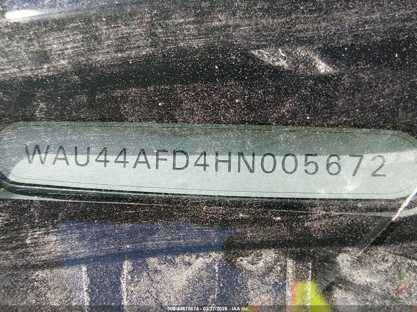 2017 Audi A8 L 3.0T VIN: WAU44AFD4HN005672 Lot: 44675674