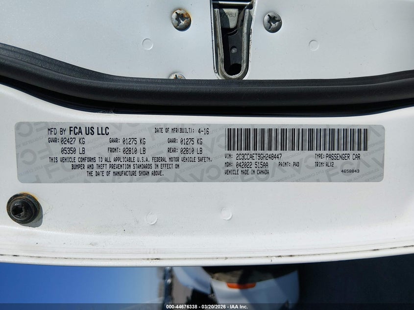 2016 Chrysler 300C VIN: 2C3CCAET9GH248447 Lot: 44676338