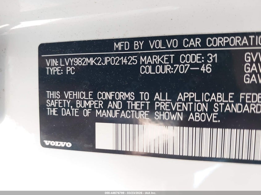 2018 Volvo S90 T5 Momentum VIN: LVY982MK2JP021425 Lot: 44676799