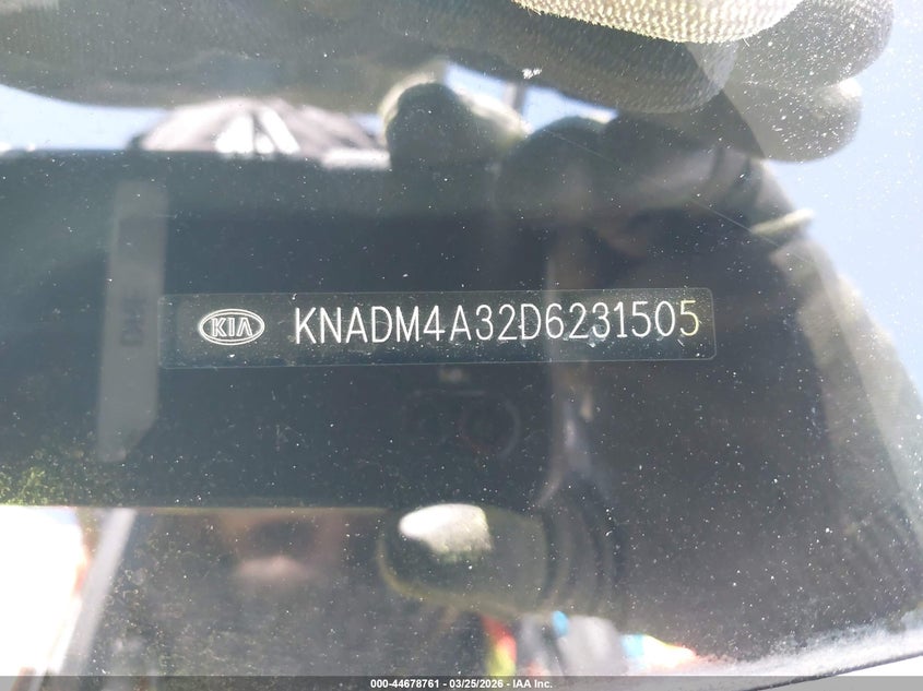 2013 Kia Rio Lx VIN: KNADM4A32D6231505 Lot: 44678761