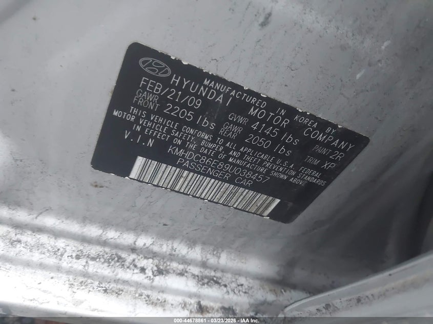 HYUNDAI ELANTRA TOURING 2009 VIN KMHDC86E89U038457