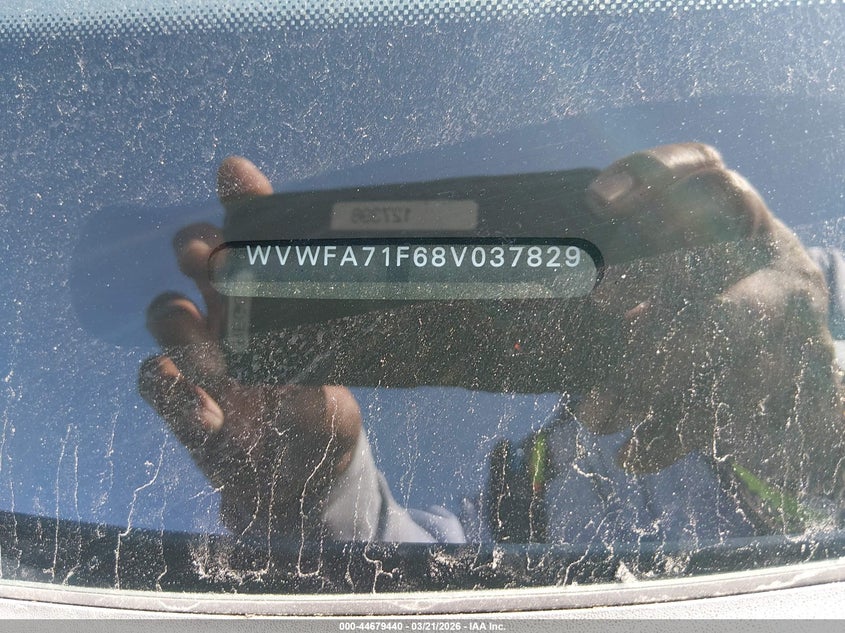 2008 Volkswagen Eos Lux VIN: WVWFA71F68V037829 Lot: 44679440