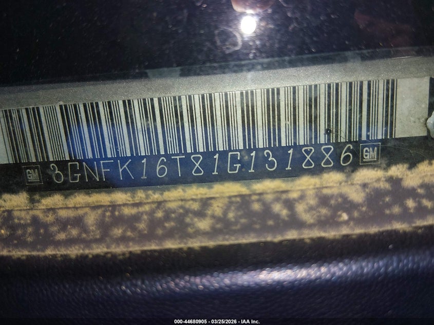 2001 Chevrolet Suburban 1500 Lt VIN: 3GNFK16T81G131886 Lot: 44680905