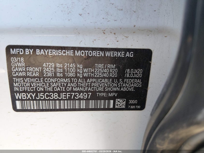 2018 BMW X2 xDrive28I VIN: WBXYJ5C38JEF73497 Lot: 44682761