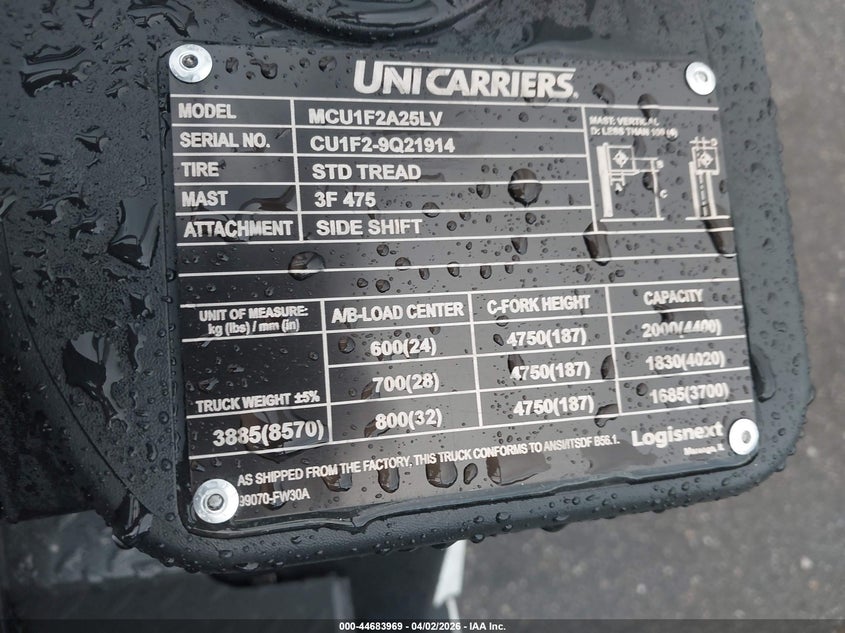 2021 OTHER UNICARRIERS FORKLIFT N/A N/A