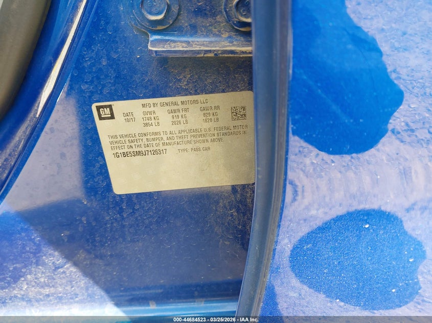 2018 Chevrolet Cruze Lt Auto VIN: 1G1BE5SM9J7126317 Lot: 44684523