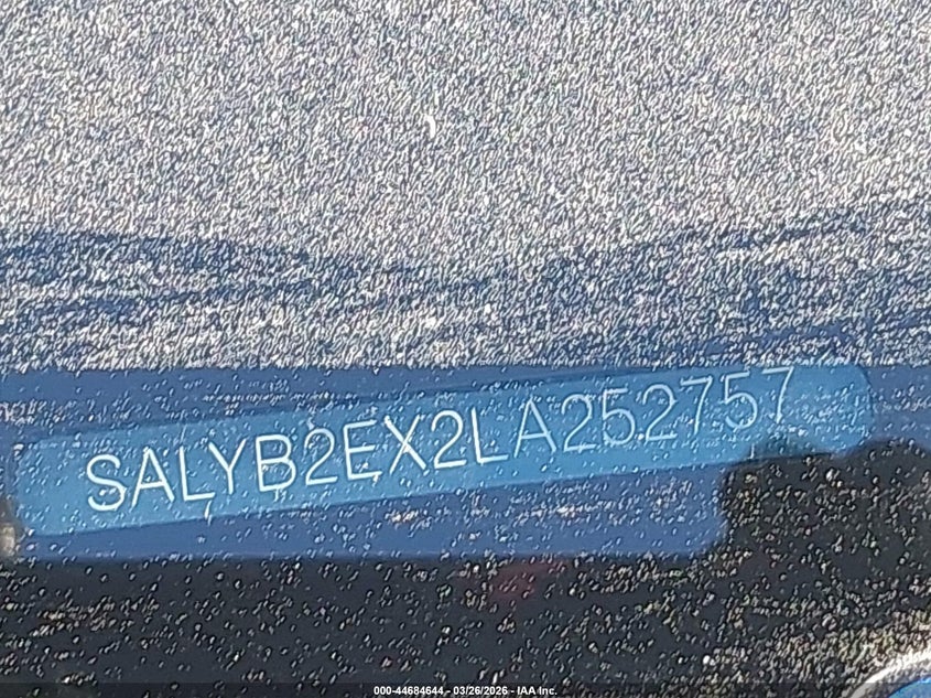 2020 Land Rover Range Rover Velar P250 S VIN: SALYB2EX2LA252757 Lot: 44684644