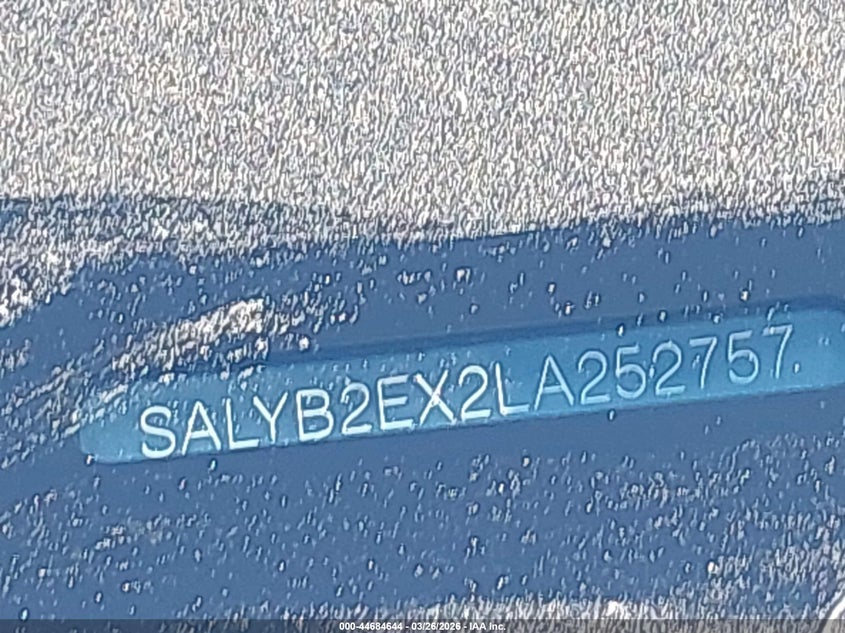 2020 Land Rover Range Rover Velar P250 S VIN: SALYB2EX2LA252757 Lot: 44684644