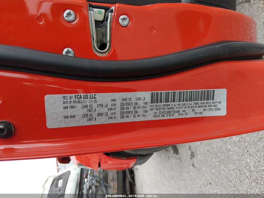 2017 Dodge Journey Crossroad VIN: 3C4PDCGB8HT564005 Lot: 44690643