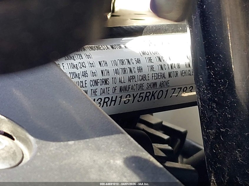 2024 Yamaha Yzfr3 A VIN: MH3RH18Y5RK017783 Lot: 44691010