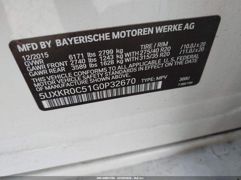 2016 BMW X5 XDRIVE35I — Фото 9