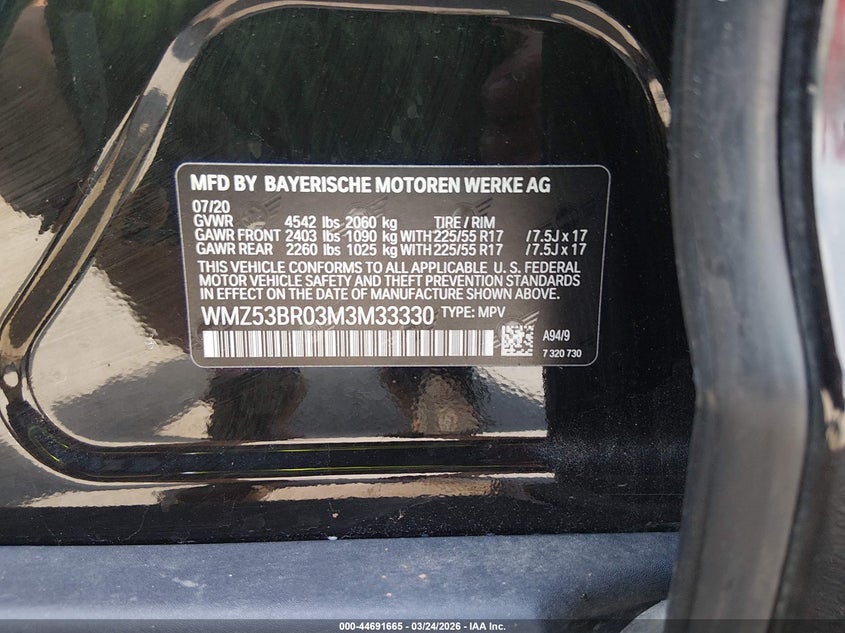 2021 Mini Countryman Cooper S VIN: WMZ53BR03M3M33330 Lot: 44691665