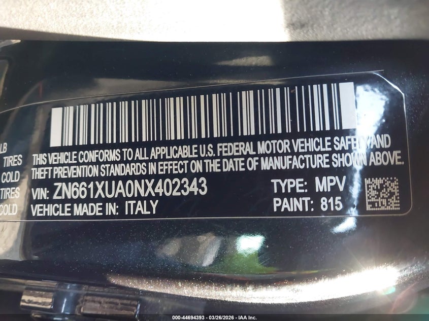 2022 Maserati Levante Gt VIN: ZN661XUA0NX402343 Lot: 44694393