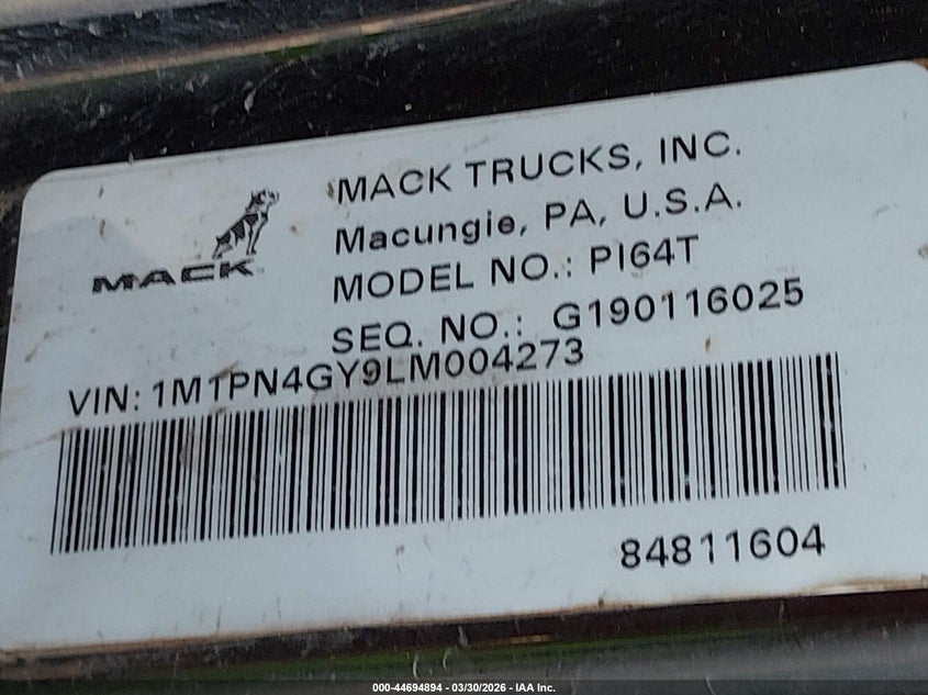 2020 OTHER MACK PINNACLE TRUCK N/A