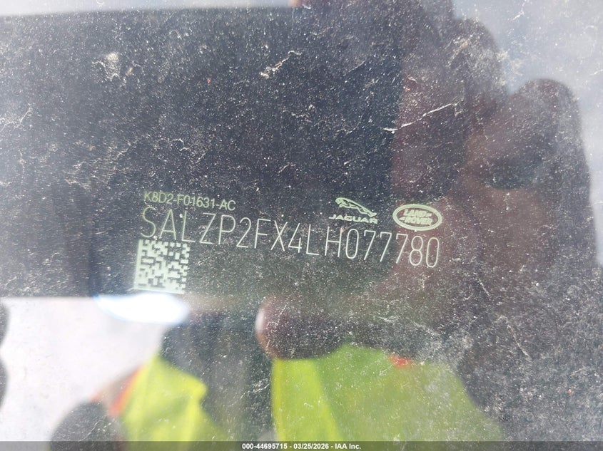 2020 Land Rover Range Rover Evoque Se VIN: SALZP2FX4LH077780 Lot: 44695715