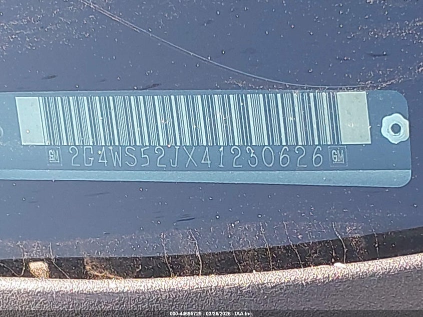 2004 Buick Century VIN: 2G4WS52JX41230626 Lot: 44695729