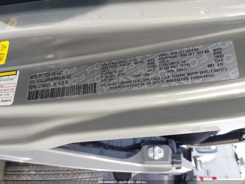 2021 Jeep Wrangler 4Xe Unlimited Rubicon 4X4 VIN: 1C4JJXR68MW686762 Lot: 44695821