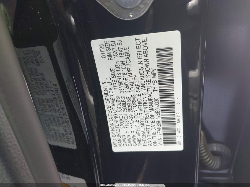 VIN 7FARS5H82SE030330 2025 HONDA CR-V HYBRID SPORT-L