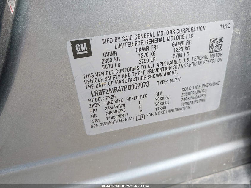 2023 Buick Envision Preferred Awd VIN: LRBFZMR47PD062073 Lot: 44697560