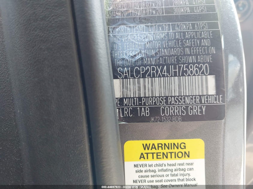 2018 Land Rover Discovery Sport Se VIN: SALCP2RX4JH758620 Lot: 44697923