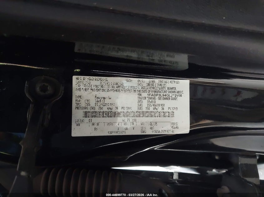 2016 Ford Focus St VIN: 1FADP3L94GL212908 Lot: 44699770