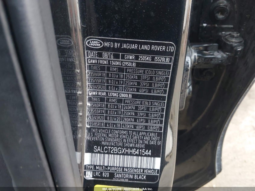 2017 Land Rover Discovery Sport Hse Lux VIN: SALCT2BGXHH641544 Lot: 44702288