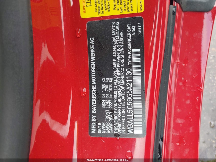 2016 BMW Z4 Sdrive28I VIN: WBALL5C59G5A21130 Lot: 44702425